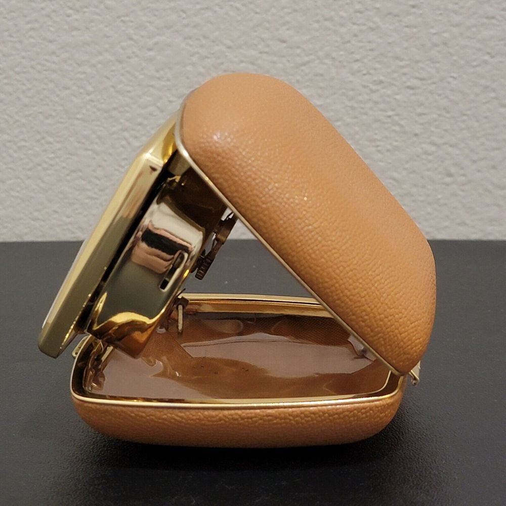 Vintage Linden Tan Clam Shell Leather Case Wind Up Travel Alarm Clock MCM Japan - Picture 4 of 12